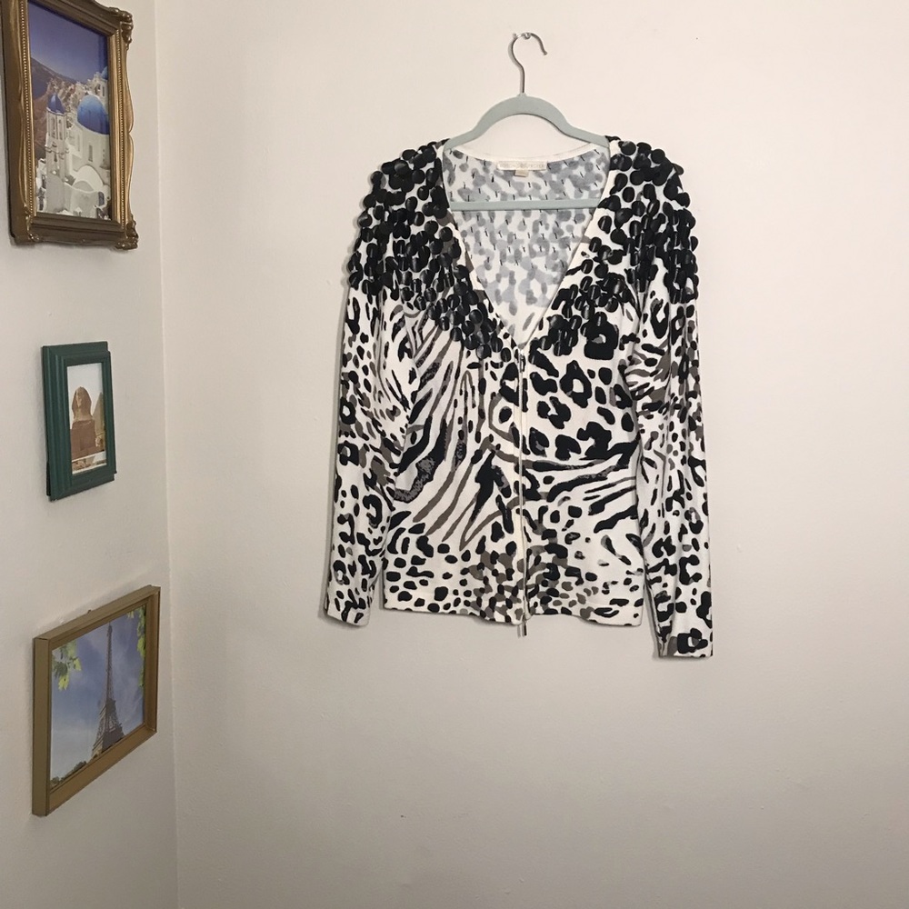 Boston Proper Appliqué Cardigan